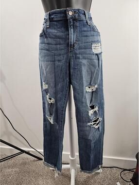 Joe's Jeans Cropped High-Waisted Distressed Blue Jeans
